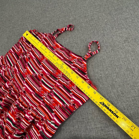 LOFT‎ Sundress Spaghetti Straps  Ruffled Mini Dress Sz 6 Red Orange Green White - Picture 11 of 16